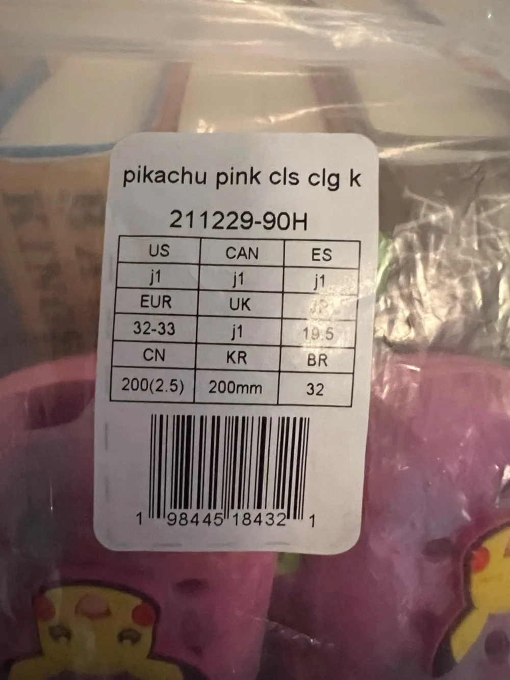 NWT Crocs Kids' Pokémon Pikachu Classic Clog Size J1